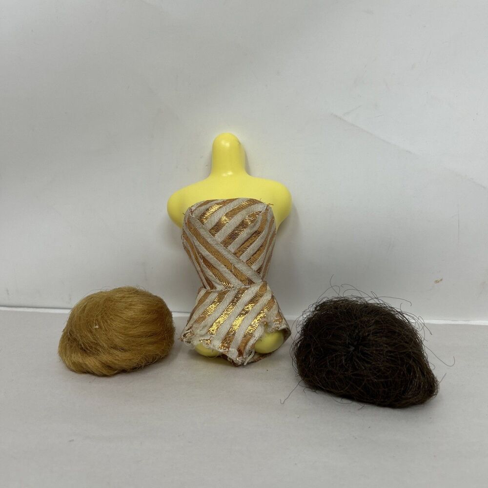 Vintage Fashion Queen Barbie Wigs Blonde Bubblecut Brunette Flip & Swimsuit #870